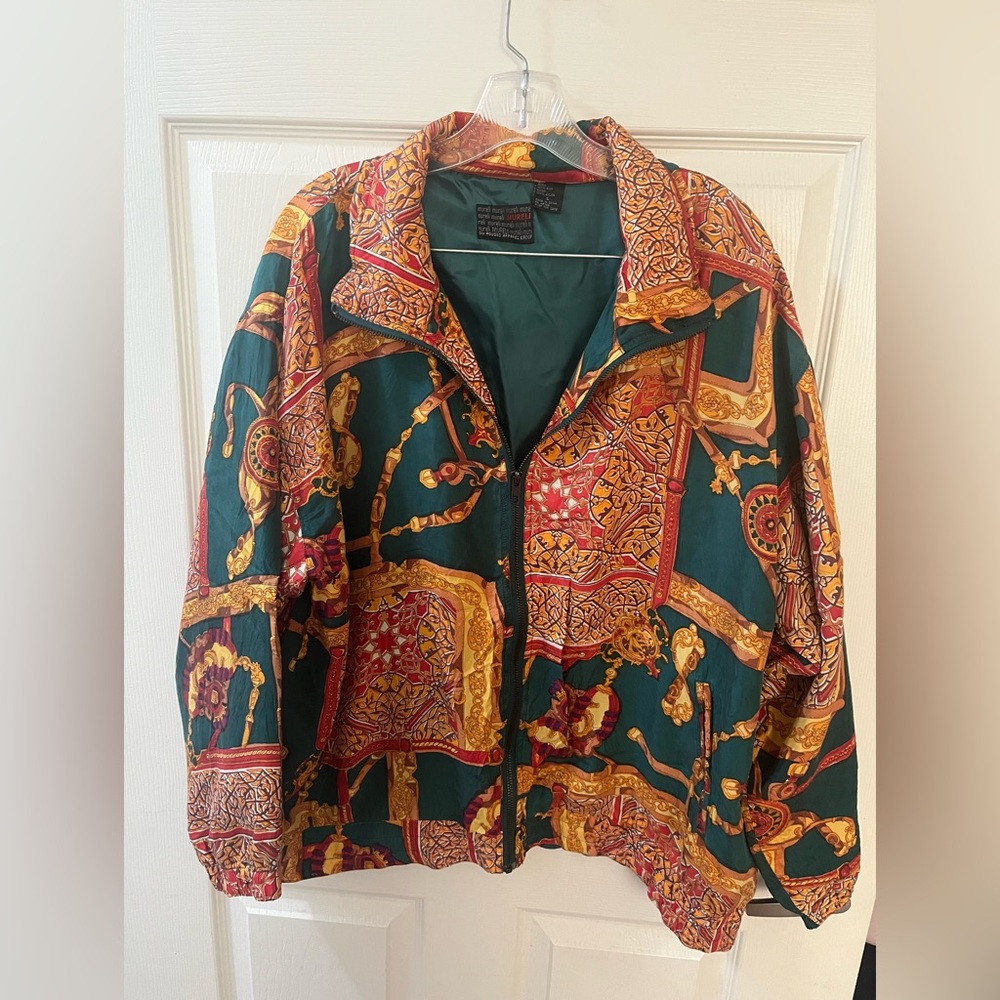 Mureli silk zip up jacket 90’s vibes size Large